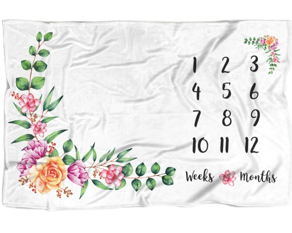 Floral Baby Milestone Blanket B07CLGB95Y